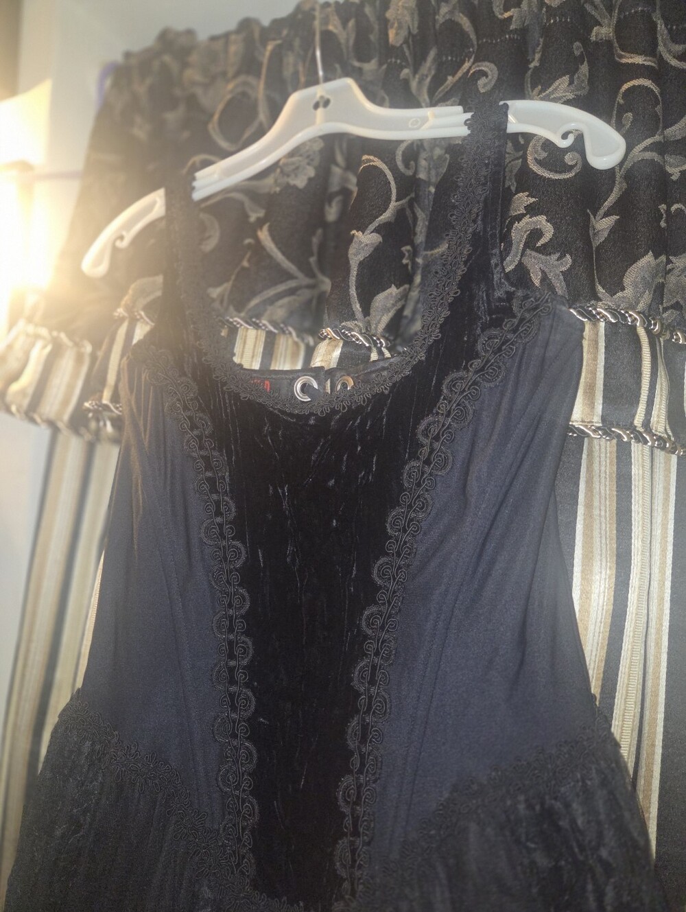 Vintage 90s Goth Tripp NyC Maxi Corset Dress Black Lace, Velvet, Princess Vamp - Picture 12 of 14